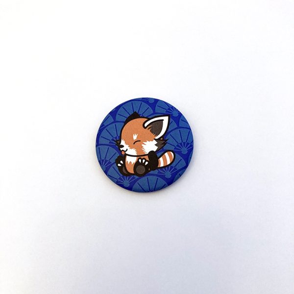 Badge Panda roux bleu
